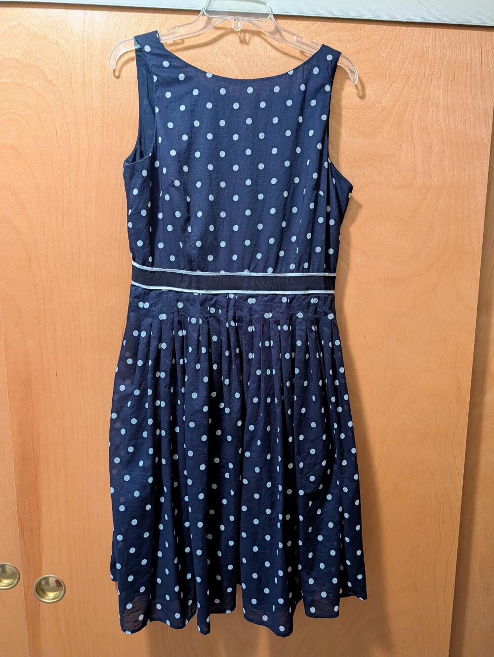Talbot's Navy Polka Dot Sleeveless Fit & Flare Dress